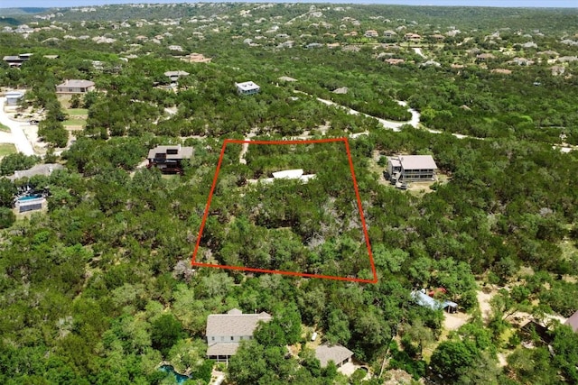 3805 Ranch Creek Dr, Austin, TX 78730 - aerial overview of property's location featuring property boundaries highlighted and a heavily wooded area
