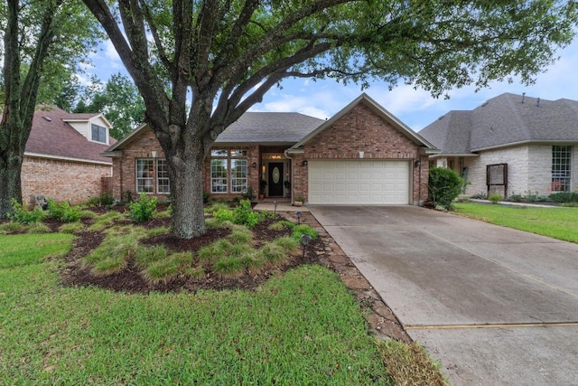 14932 Thatcher Dr, Austin, TX 78717 - view of front of property with a garage, brick siding, concrete driveway, and a shingled roof