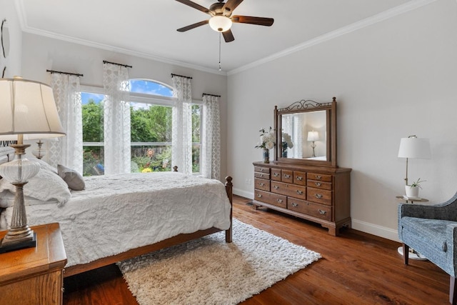 14932 Thatcher Dr, Austin, TX 78717 - bedroom featuring ornamental molding, wood finished floors, and ceiling fan