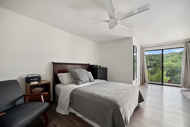 1135 Barton Hills Dr Unit 355, Austin, TX 78704 - bedroom with wood finished floors, access to outside, and ceiling fan