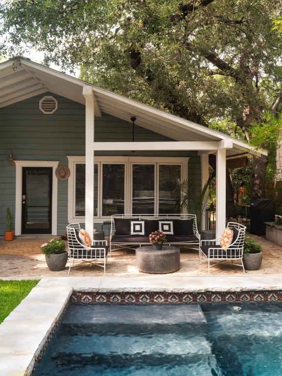 1005 E Riverside Dr, Austin, TX 78704 - swimming pool featuring an outdoor hangout area, a patio area, and grilling area