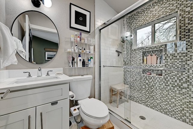 5317 Westminster Dr, Austin, TX 78723 - bathroom featuring a shower stall and vanity