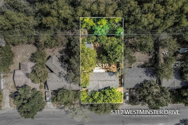 5317 Westminster Dr, Austin, TX 78723 - aerial view of property and surrounding area with property boundaries highlighted