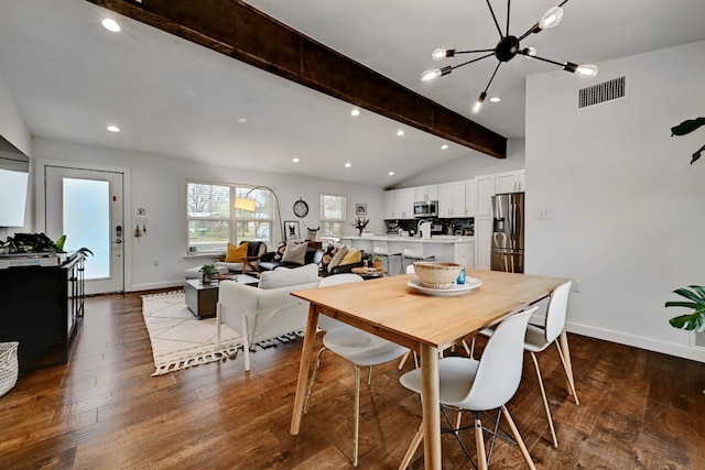 5317 Westminster Dr, Austin, TX 78723 - dining space with wood finished floors, a chandelier, and recessed lighting