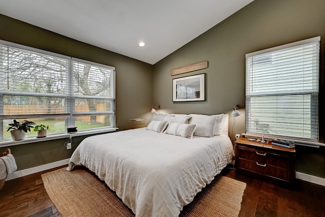 5317 Westminster Dr, Austin, TX 78723 - bedroom featuring vaulted ceiling, wood finished floors, and recessed lighting