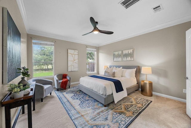 4009 Wilderness Path Bnd, Cedar Park, TX 78613 - bedroom featuring carpet flooring, ornamental molding, and ceiling fan