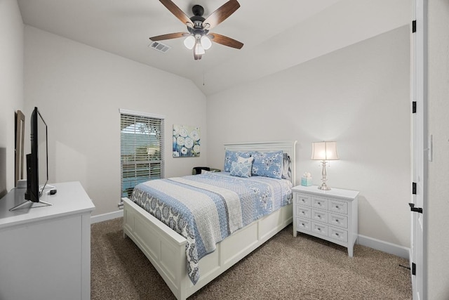 509 Fair Oaks Dr, Georgetown, TX 78628 - carpeted bedroom featuring lofted ceiling and a ceiling fan