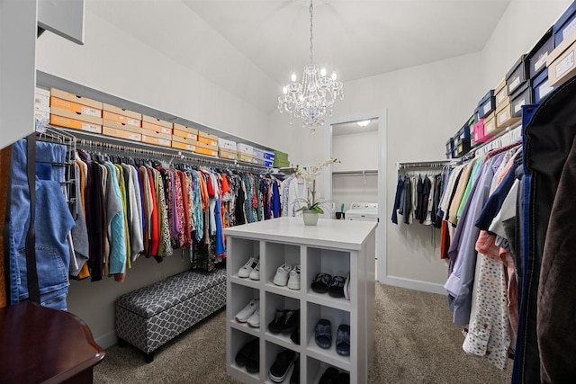 509 Fair Oaks Dr, Georgetown, TX 78628 - spacious closet featuring carpet and a chandelier