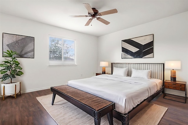 109 Onyx Lake Dr, Kyle, TX 78640 - bedroom with wood finished floors and a ceiling fan