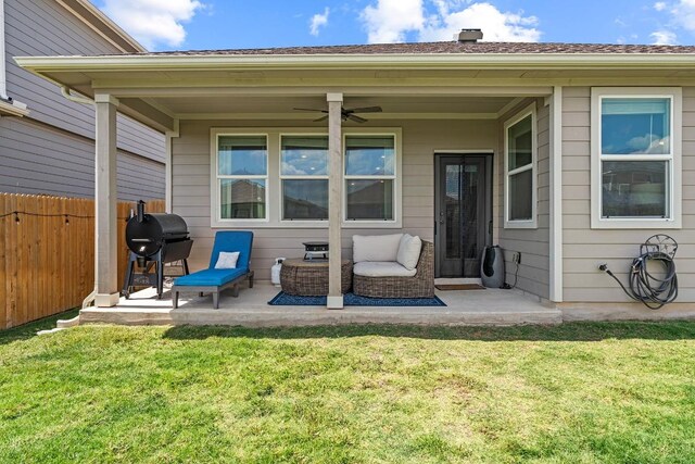 112 Wichita River Rd, Hutto, TX 78634 - view of patio / terrace with area for grilling and ceiling fan
