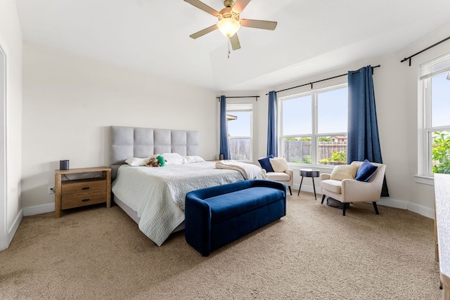 3800 Bristol Motor Pass, Austin, TX 78728 - bedroom featuring light carpet, ceiling fan, and lofted ceiling