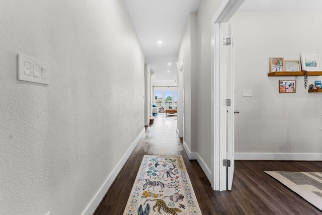 3800 Bristol Motor Pass, Austin, TX 78728 - corridor with dark wood-style floors and recessed lighting