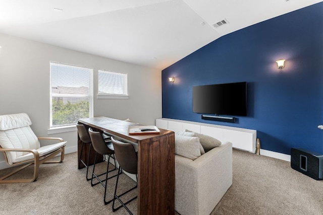3800 Bristol Motor Pass, Austin, TX 78728 - living room with lofted ceiling and carpet floors