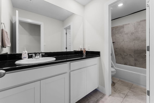 3800 Bristol Motor Pass, Austin, TX 78728 - full bath featuring vanity, shower / bath combination, tile patterned flooring, and recessed lighting