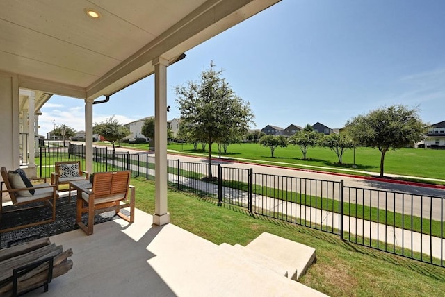 7506 Chesapeake Rail Ln, Austin, TX 78744 - view of patio featuring a residential view