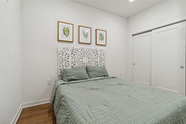 4361 S Congress Ave Unit 209, Austin, TX 78745 - bedroom with wood finished floors and a closet