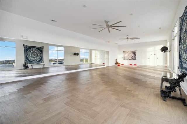 4361 S Congress Ave Unit 209, Austin, TX 78745 - workout area with ceiling fan and healthy amount of natural light