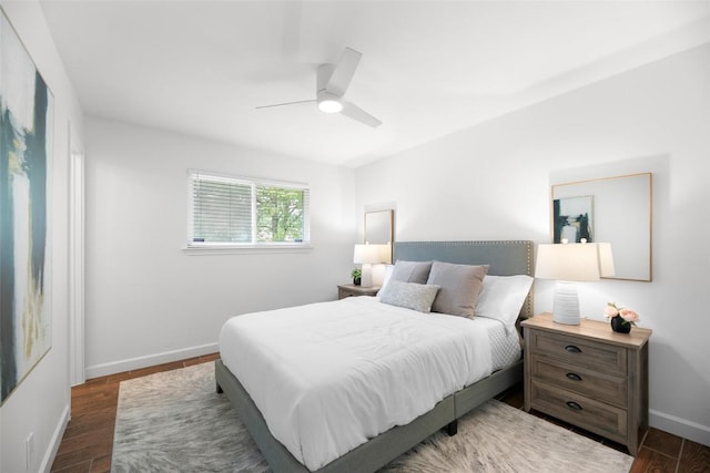 2518 Carlow Dr, Austin, TX 78745 - bedroom with dark wood finished floors and ceiling fan