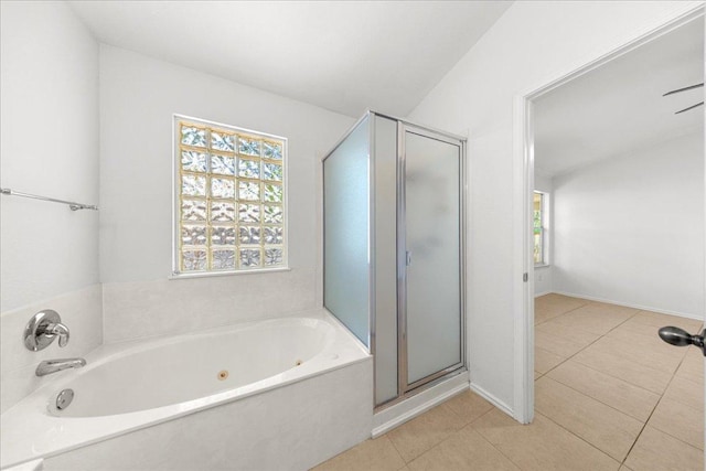 2306 Billy Fiske Ln, Austin, TX 78748 - full bath with a garden tub, a shower stall, and tile patterned flooring