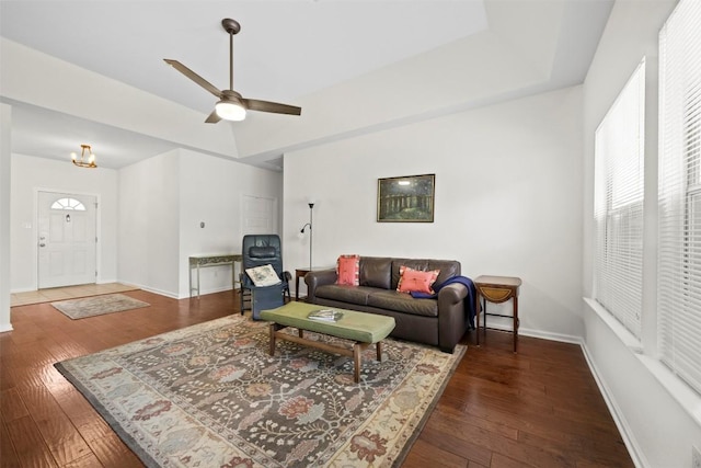 803 N Myrtle St, Georgetown, TX 78626 - living room with hardwood / wood-style flooring and a ceiling fan