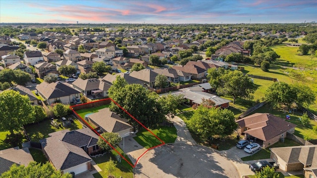 1220 Redstone Dr, Temple, TX 76502 - aerial view at dusk of a residential view and property parcel outlined