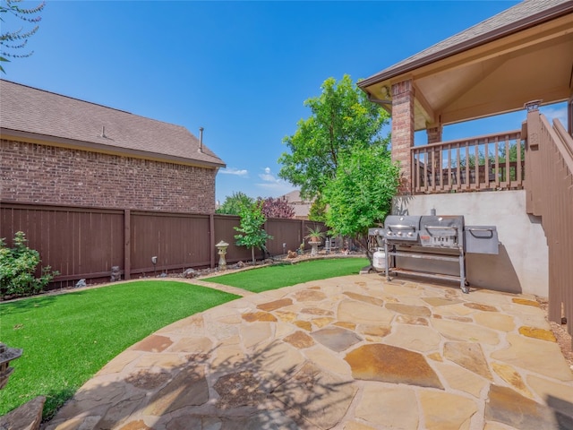 457 Monahans Dr, Georgetown, TX 78628 - fenced backyard featuring a patio area