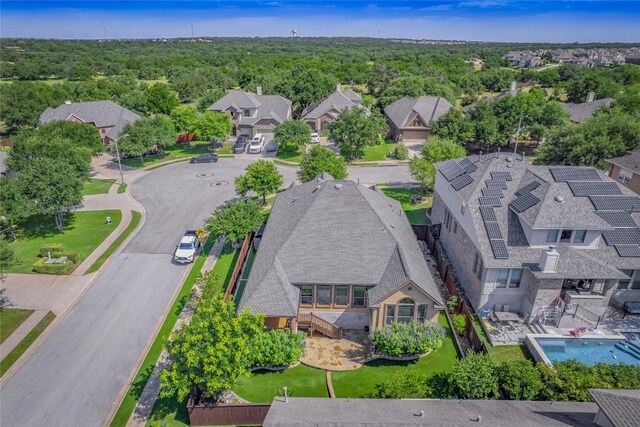457 Monahans Dr, Georgetown, TX 78628 - aerial view of residential area featuring a heavily wooded area