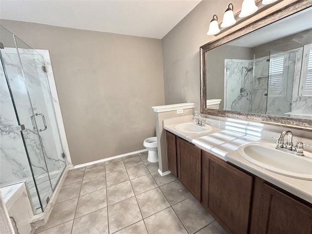 6116 Speyside Dr, Austin, TX 78754 - full bath featuring double vanity, a marble finish shower, and tile patterned floors