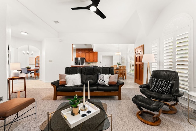10808 Redmond Rd, Austin, TX 78739 - living area with a chandelier and a ceiling fan