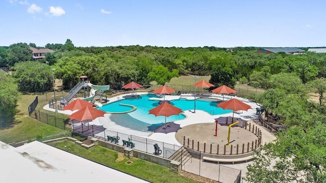 10808 Redmond Rd, Austin, TX 78739 - community pool with a patio area and a wooded view