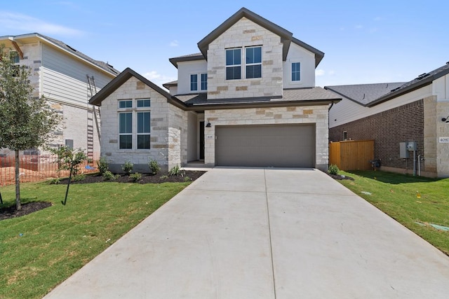 418 Darley Oak Dr, Dripping Springs, TX 78620 - view of front of property with stone siding, concrete driveway, and a garage