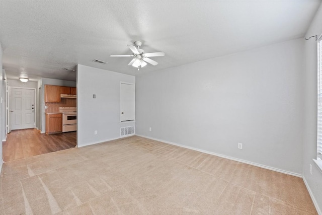 204 Meadowview Ln, Gatesville, TX 76528 - unfurnished living room with light carpet and ceiling fan