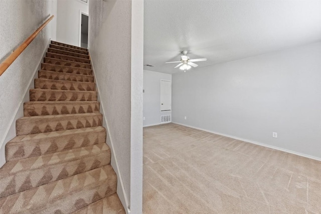 204 Meadowview Ln, Gatesville, TX 76528 - stairway with carpet flooring and ceiling fan