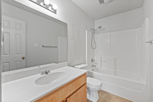 204 Meadowview Ln, Gatesville, TX 76528 - full bath featuring vanity, shower / bathtub combination, tile patterned flooring, and a textured wall