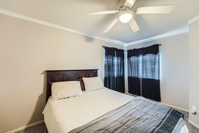 17729 Golden Valley Dr, Manor, TX 78653 - carpeted bedroom with crown molding and a ceiling fan