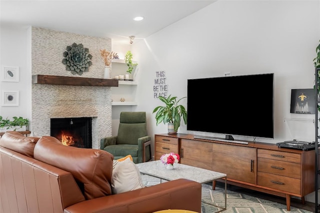 7619 Scenic Brook Dr, Austin, TX 78736 - living area with a large fireplace and recessed lighting