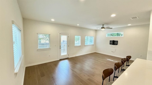6800 Menchaca Rd Unit 31, Austin, TX 78745 - living room with dark wood-type flooring, recessed lighting, and a ceiling fan
