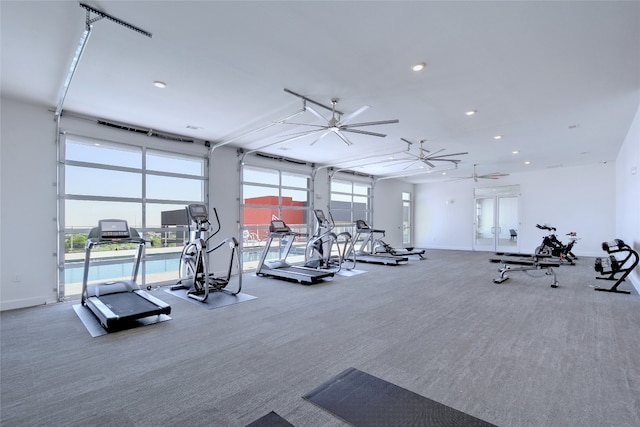 4361 S Congress Ave Unit 126, Austin, TX 78745 - exercise room with carpet floors, healthy amount of natural light, and recessed lighting