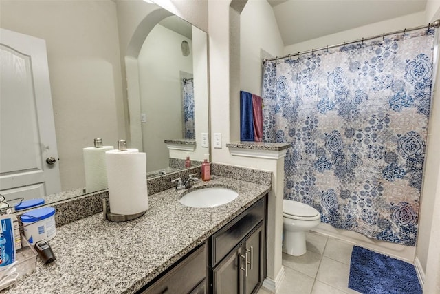 544 Blossom Valley Strm, Buda, TX 78610 - full bathroom featuring tile patterned floors, vanity, and a shower with curtain