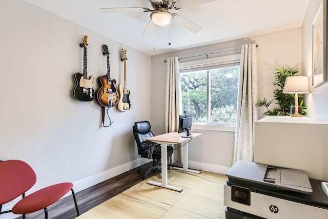 7702 Kincheon Ct, Austin, TX 78749 - office space featuring ceiling fan and wood finished floors