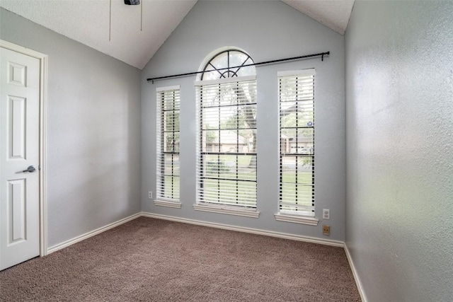 2306 Susan Ln, Leander, TX 78641 - unfurnished dining area with carpet floors, lofted ceiling, and healthy amount of natural light
