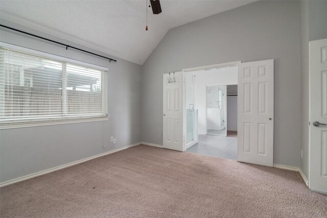 2306 Susan Ln, Leander, TX 78641 - unfurnished bedroom with carpet floors, lofted ceiling, and ceiling fan