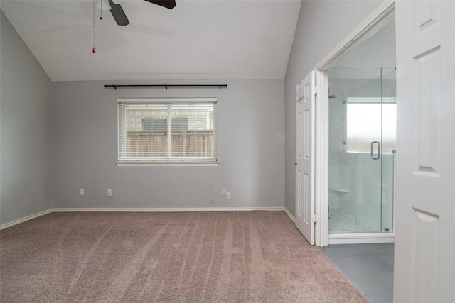 2306 Susan Ln, Leander, TX 78641 - carpeted empty room with vaulted ceiling and ceiling fan
