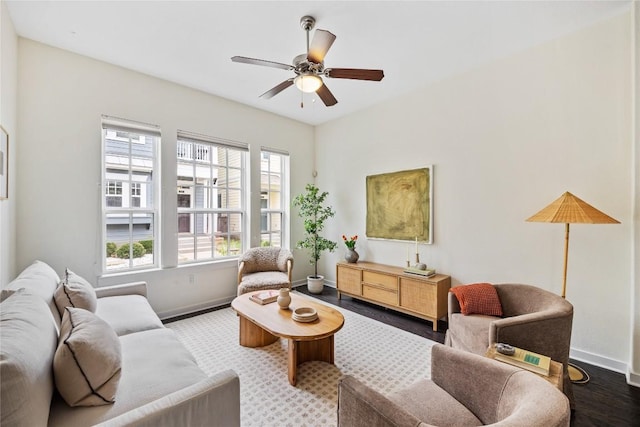 4001 Teaff St, Austin, TX 78723 - sitting room featuring ceiling fan and wood finished floors