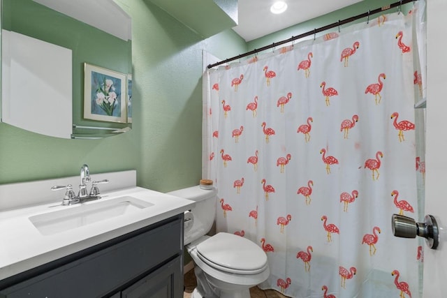 4304 Adelphi Ln, Austin, TX 78727 - bathroom featuring vanity, a shower with shower curtain, and a textured wall