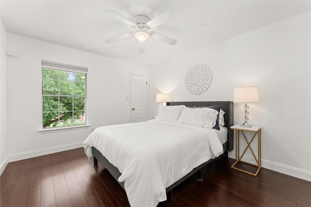 4410 Cisco Valley Dr, Round Rock, TX 78664 - bedroom featuring dark wood-style floors and ceiling fan