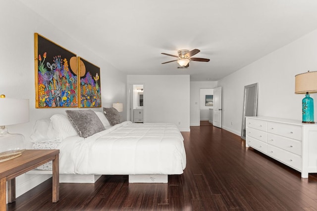 4410 Cisco Valley Dr, Round Rock, TX 78664 - bedroom with dark wood-type flooring and a ceiling fan