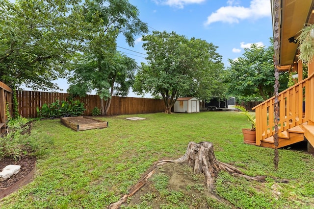 4410 Cisco Valley Dr, Round Rock, TX 78664 - fenced backyard featuring a storage unit and a garden