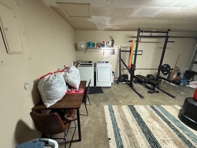 410 Phoenix Dr, Temple, TX 76504 - workout room with electric panel and independent washer and dryer