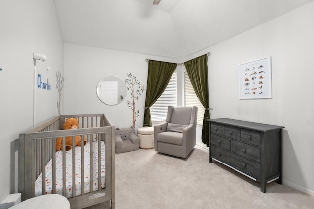 5701 Sunset Rdg, Austin, TX 78735 - bedroom with carpet floors, a nursery area, and a ceiling fan